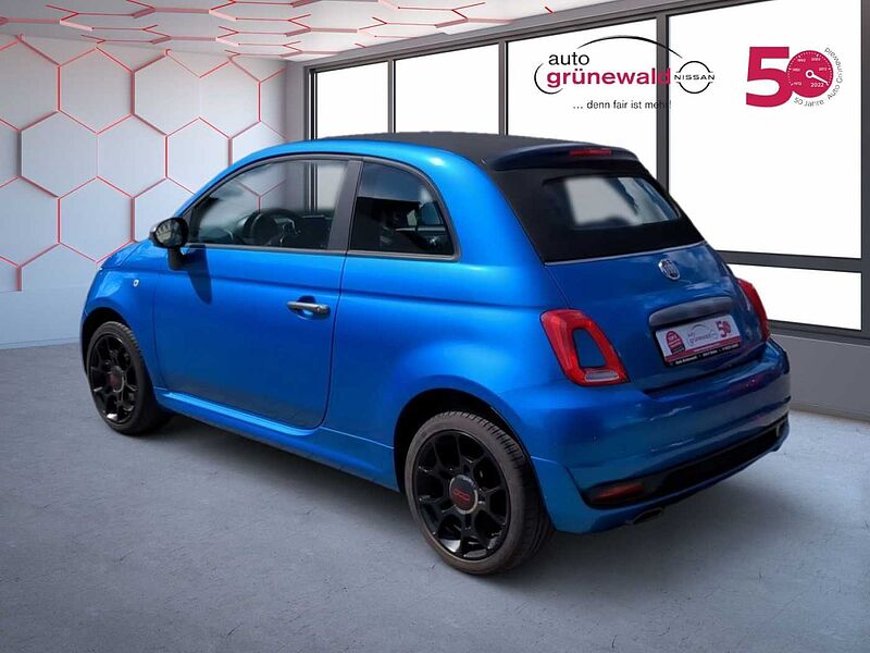 Fiat 500 Cabrio S, Navi, Klima, Apple Car, Blau-Metallic